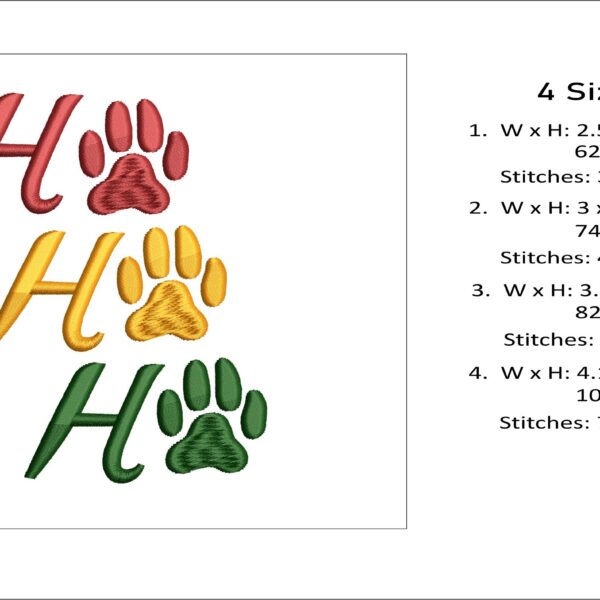 Ho Ho Ho Dog Paw embroidery design