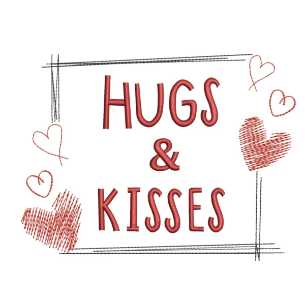 Hugs and kisses embroidery design 1 Hugs and kisses embroidery design 1