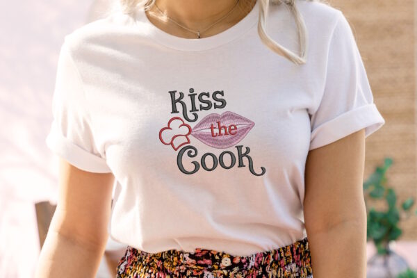 Kiss the cook embroidery design