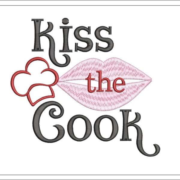 Kiss the cook embroidery design