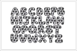 Football print alphabet embroidery design