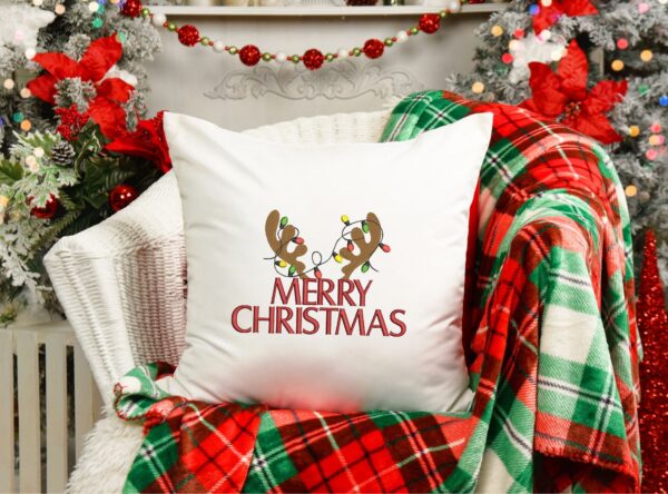 Merry Christmas lights embroidery design