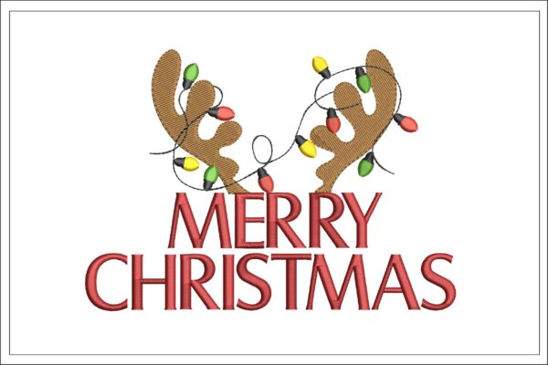 Merry Christmas lights embroidery design