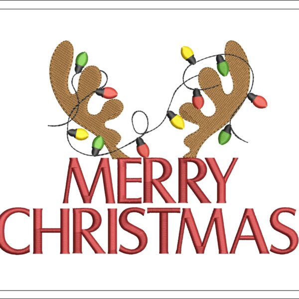 Merry Christmas lights embroidery design