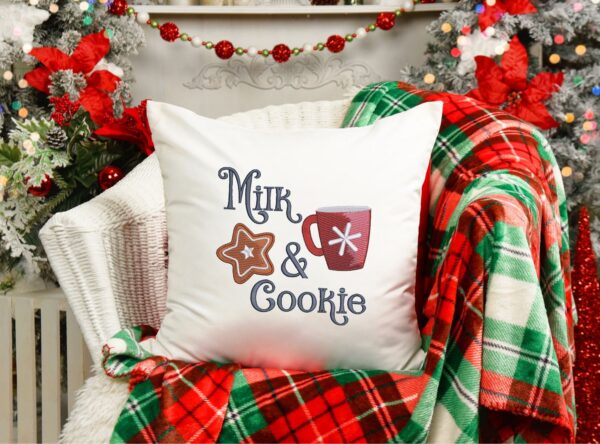 Milk and cookie embroidery design