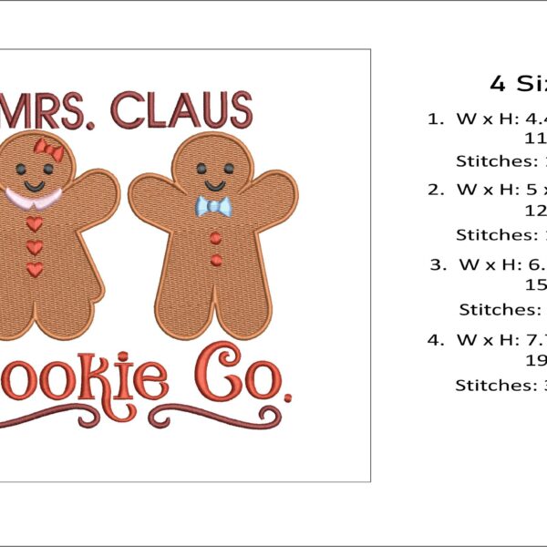 Mrs Claus Cookie Co embroidery design