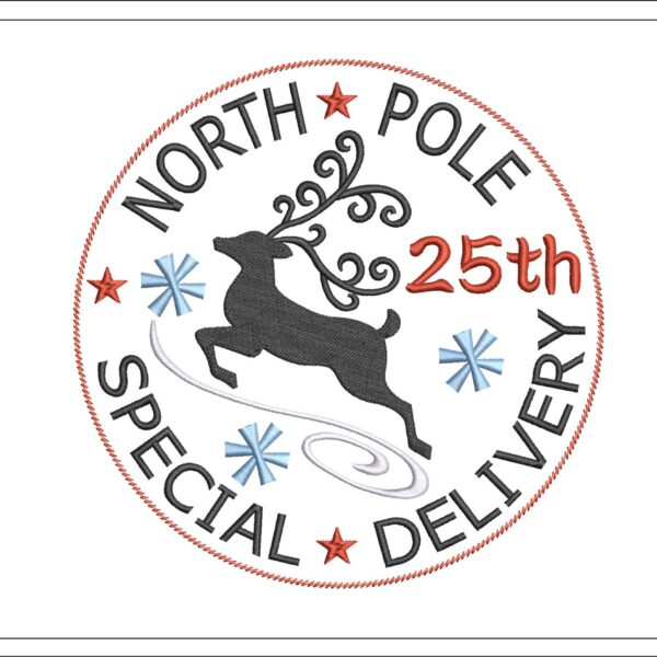 North Pole special delivery embroidery design