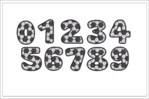 Football print numbers embroidery design