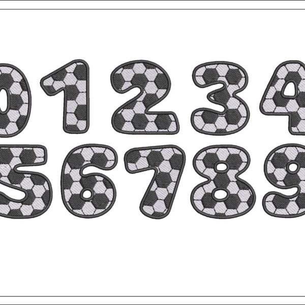 Football print numbers embroidery design