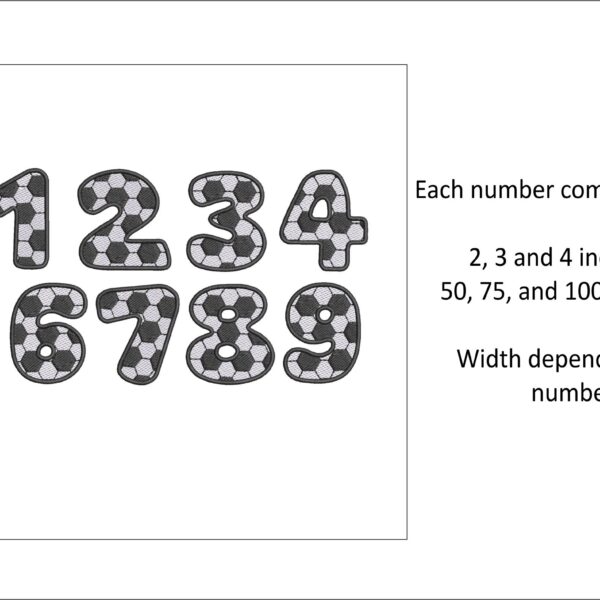 Football print numbers embroidery design