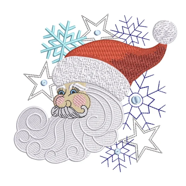 Santa embroidery design - snowflakes embroidery design - Christmas embroidery pattern
