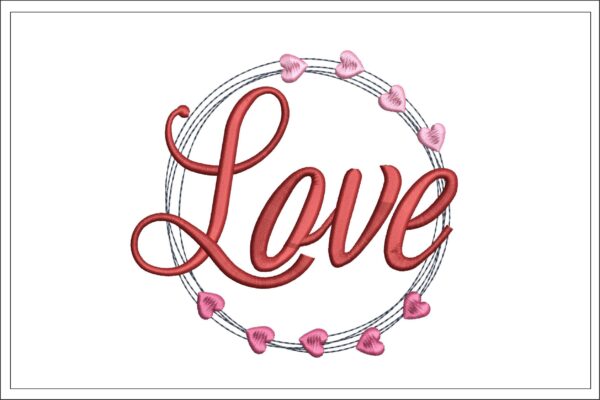 Circle of love embroidery design