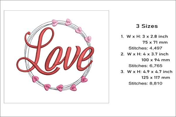 Circle of love embroidery design