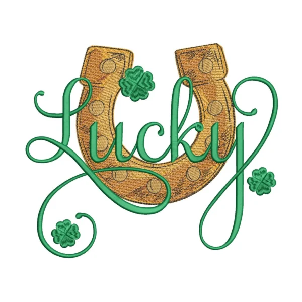 Lucky horseshoe embroidery design - St Patrick's Day embroidery pattern