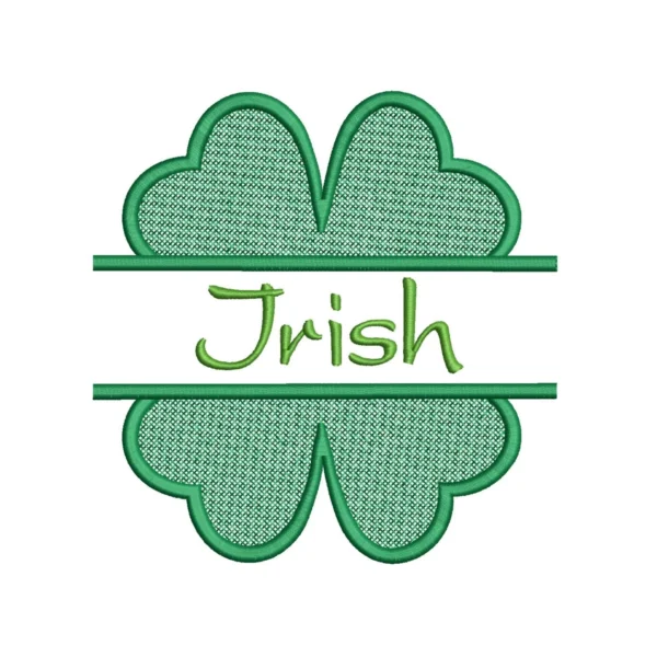 Split clover embroidery design - Irish embroidery pattern