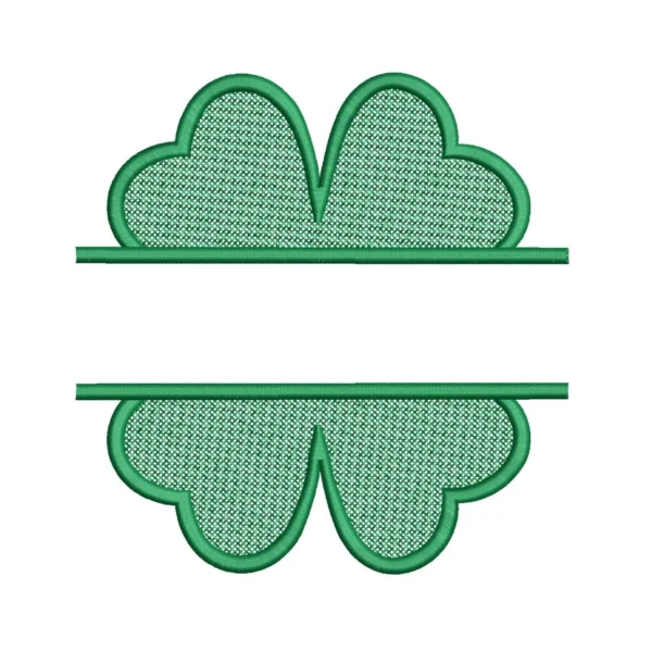 Split clover embroidery design -name frame embroidery pattern