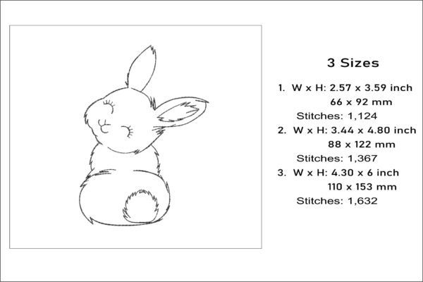 Bunny sketch embroidery design