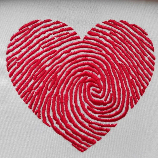 Finger print heart embroidery design 2