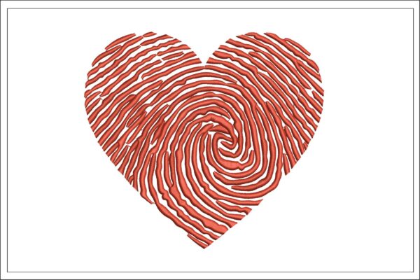 Fingerprint heart embroidery design