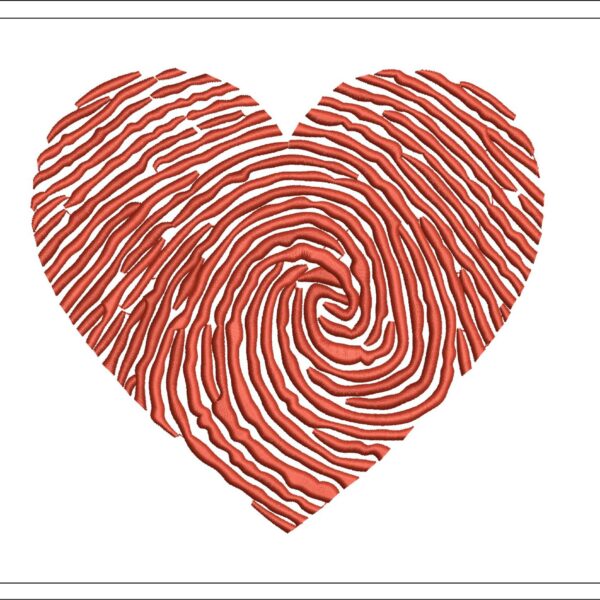 Fingerprint heart embroidery design