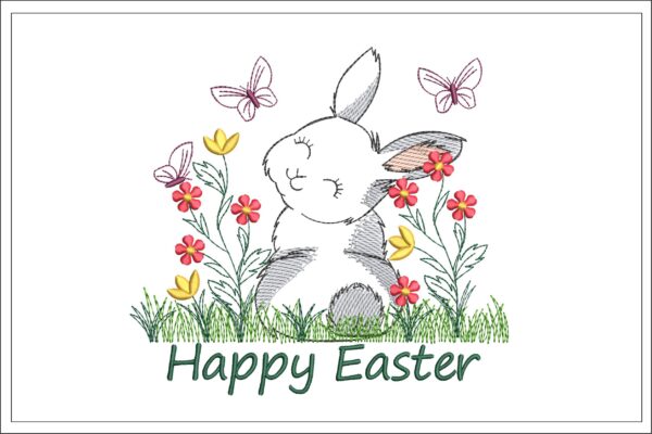 Happy Easter embroidery design