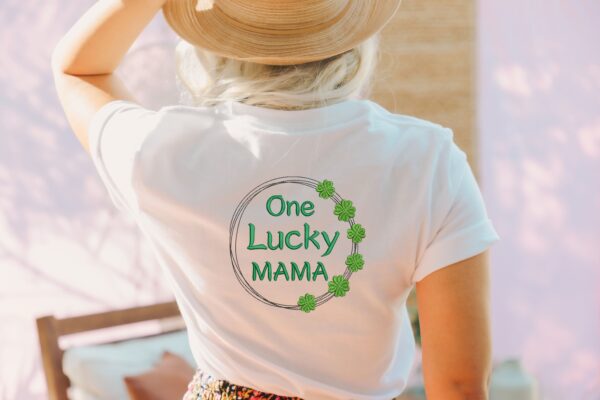 One lucky mama embroidery design