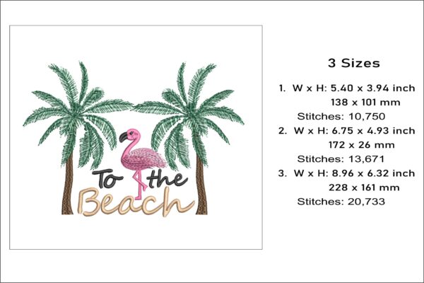 To the beach embroidery design