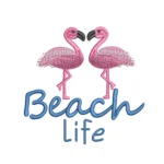 Beach Life Embroidery Pattern - Flamingo Embroidery Design