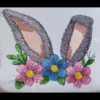 Bunny ears embroidery design - spring flowers embroidery pattern 1