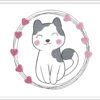 Cute Love Cat Embroidery Design