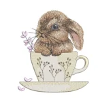 Bunny Embroidery Design - Cute Bunny in a Cup