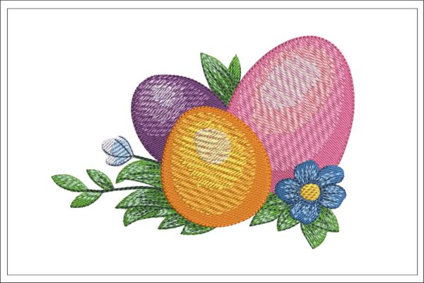 Easter Eggs With Spring Flowers Embroidery Design