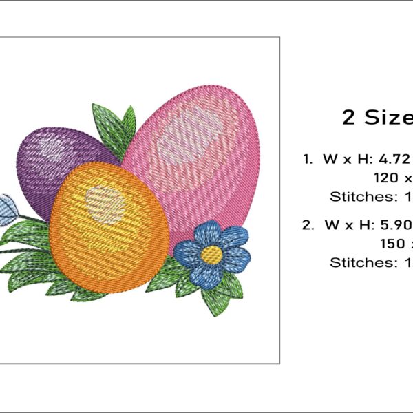 Easter Eggs With Spring Flowers Embroidery Design