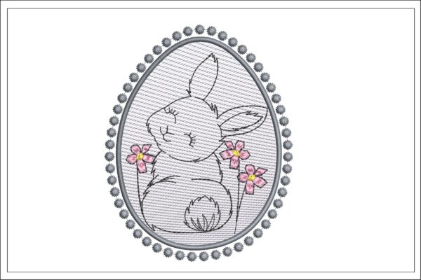 Easter egg - bunny embroidery design