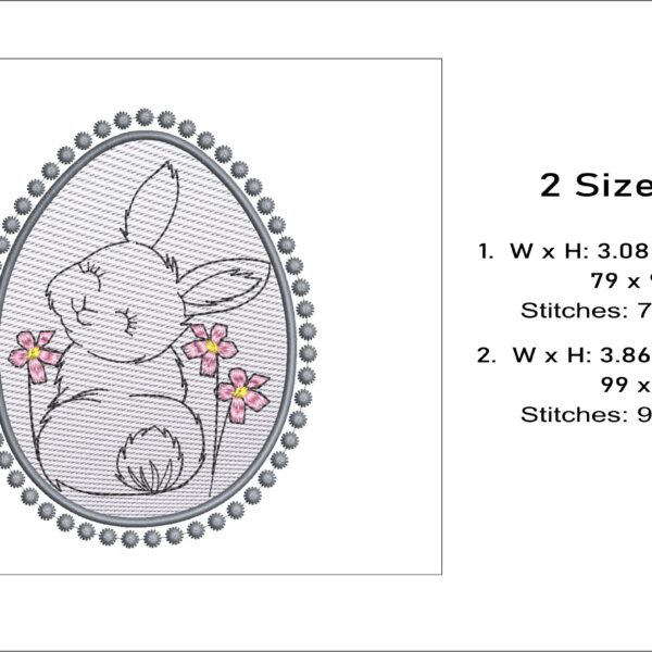 Easter egg - bunny embroidery design