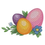 Colorful Eggs Embroidery Design - Spring Flowers Embroidery