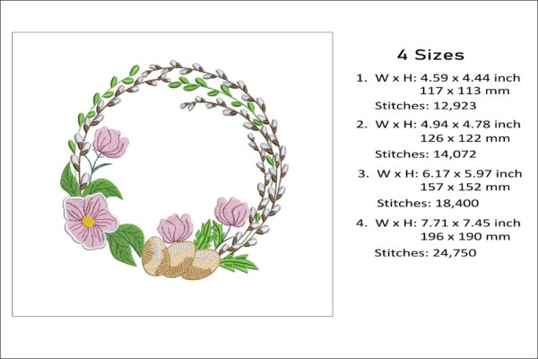 Easter wreath embroidery design