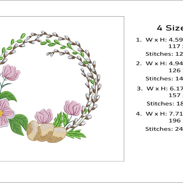 Easter wreath embroidery design