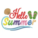 Hello Summer Embroidery Design - Digital File