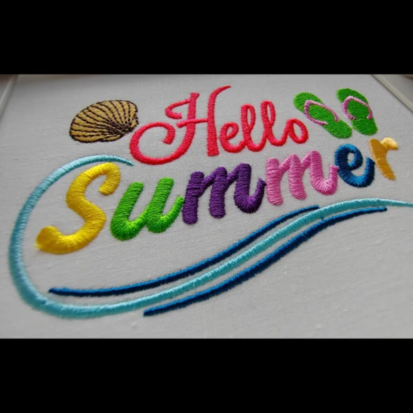 Hello summer embroidery design - colorful summer embroidery design - machine embroidery pattern