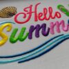 Hello Summer embroidery design, beach life