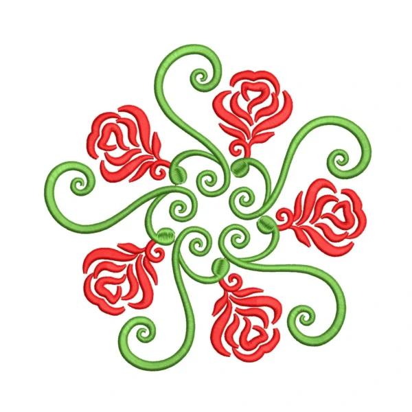 Rose swirl embroidery design - rose embroidery pattern