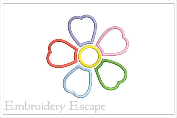 Colorful flower applique embroidery design