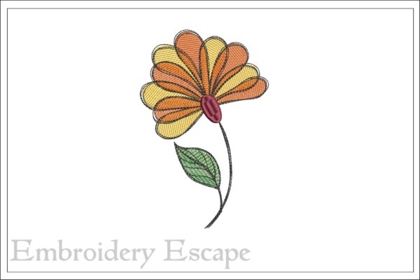 Whimsical flower embroidery design