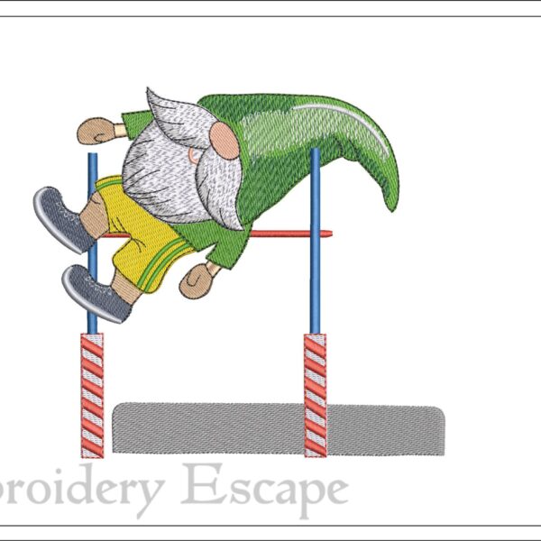 Gnome high jump Paris 2024 Olympic embroidery design