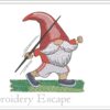 Gnome javelin throw Paris 2024 Olympic embroidery design