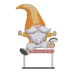 Sports Gnome Embroidery Design - Hurdle Jumping Gnome