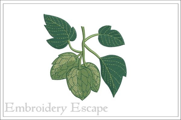 A twig of hops embroidery design