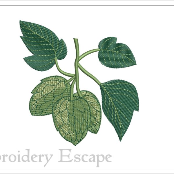 A twig of hops embroidery design