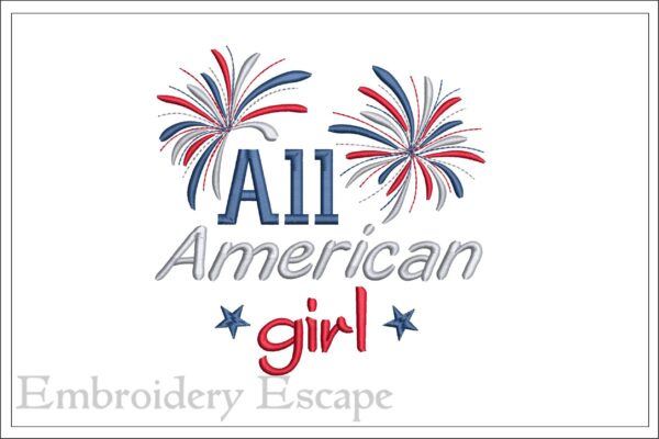 All American girl embroidery design